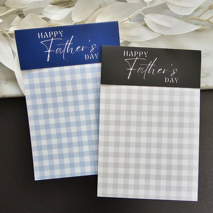 [Food Safe] Happy Father's Day - Black/Blue Gingham - Double Sided Designs - Folded Bag Toppers - 25 Pack