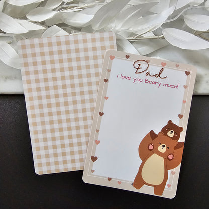 [Food Safe] Father's Day - Dad I Love You Beary Much - Gingham Pattern - Double Sided Designs - Cookie Cards - 25 Pack