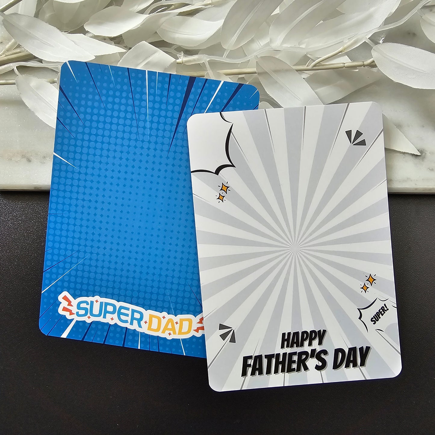 [Food Safe] Super Dad - Double Sided Designs - Vertical Cookie Cards - 25 Pack