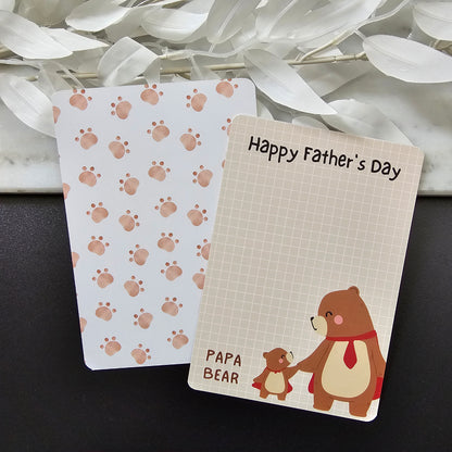 [Food Safe] Father's Day - Papa Bear - Bear Paw Pattern - Double Sided Designs - Cookie Cards - 25 Pack
