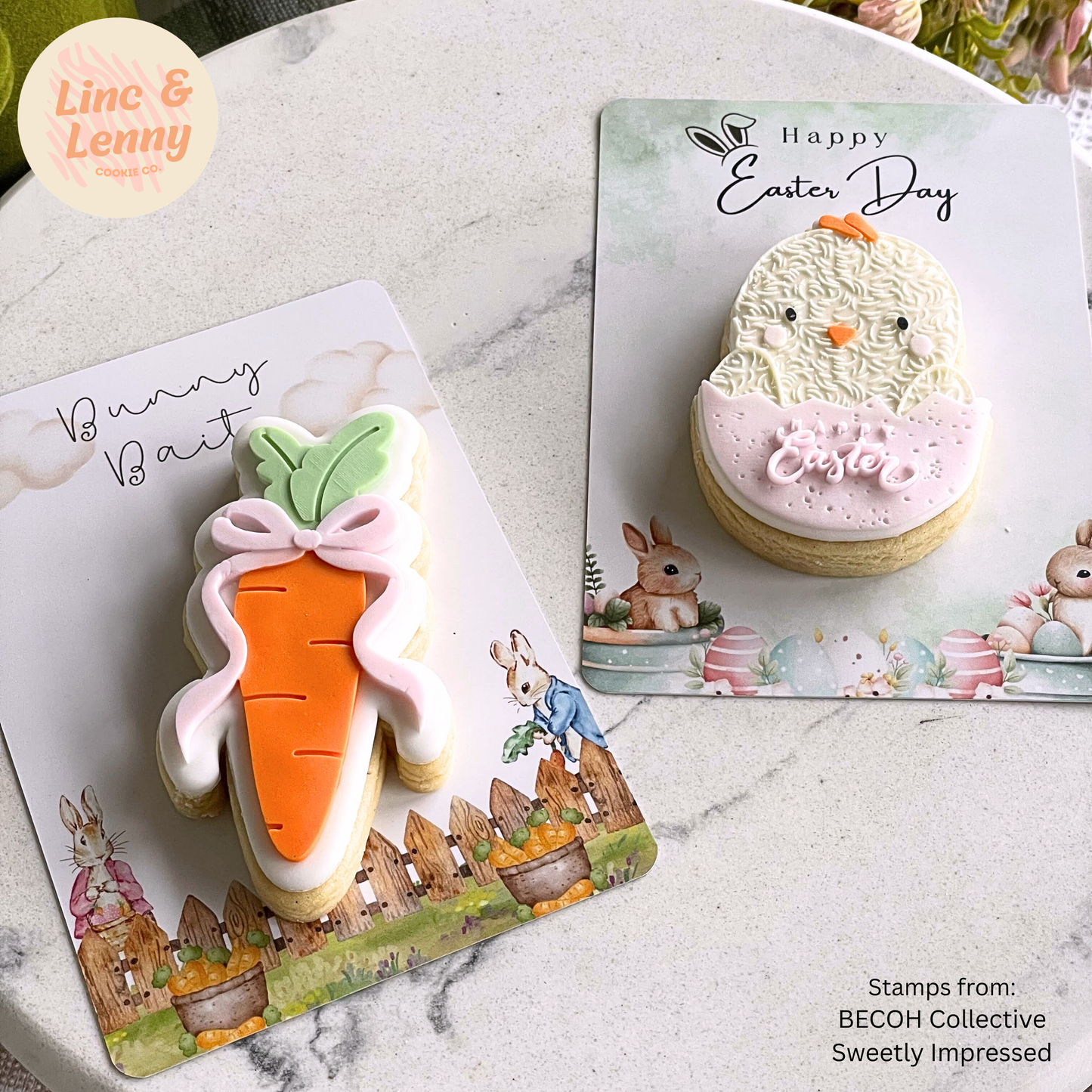 [Food Safe] Happy Easter - Bunny Bait - Double Sided Designs - Vertical Cookie Cards - 25 Pack