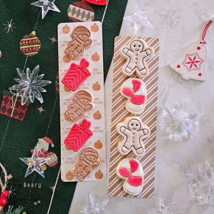 [Food Safe] Gingerbread - Stripes - Double Sided Designs - Backing Cards - 25 Pack