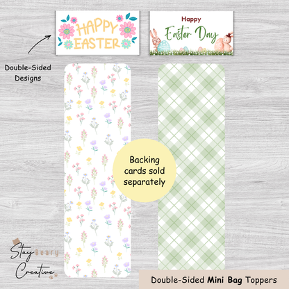 [Food Safe] Easter Flowers or Bunny - Double Sided Designs - Mini Bag Toppers - 25 Pack