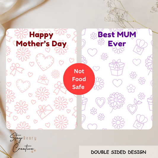 [NOT Food Safe] Happy Mother's Day & Best Mum Ever - Double Sided Designs - Cookie Cards - 25 Pack