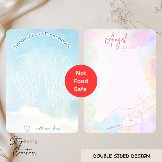 [NOT Food Safe] Sending Love From Above & Angel Mama - Double Sided Designs - Cookie Cards - 25 Pack