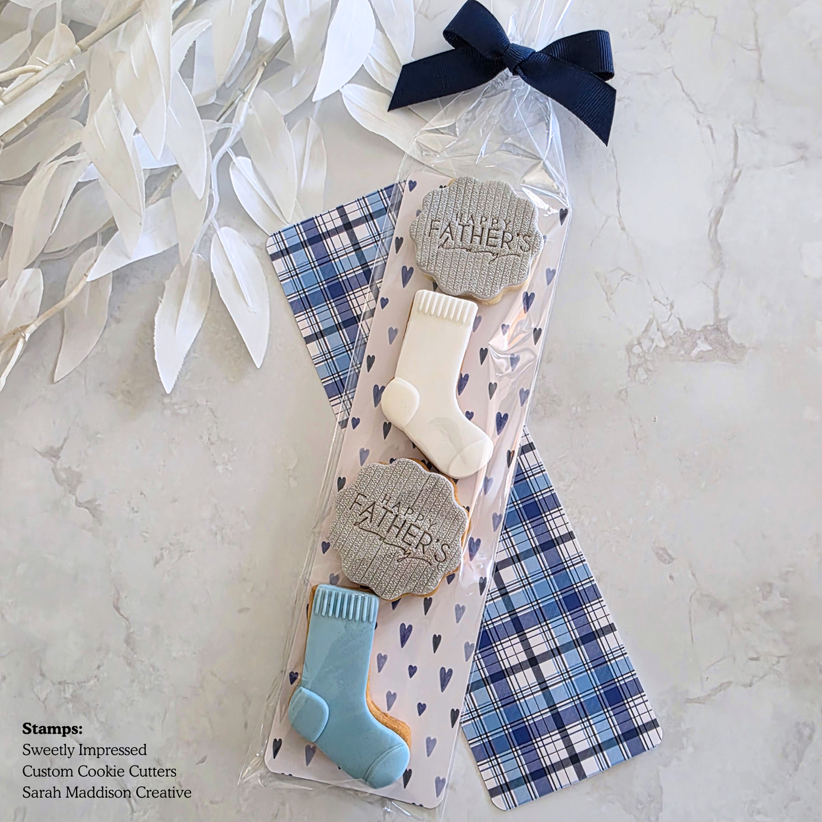 Navy Blue Grosgrain Bows With Clear Twist Ties - Pack of 25