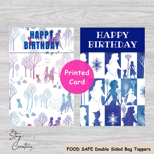 [Food Safe] Frozen Birthday - Double Sided Designs - Folded Bag Toppers - 25 Pack