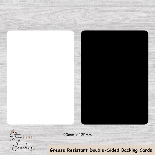 [Food Safe] Plain Black and White - Double Sided Designs - Backing Cards - 25 Pack
