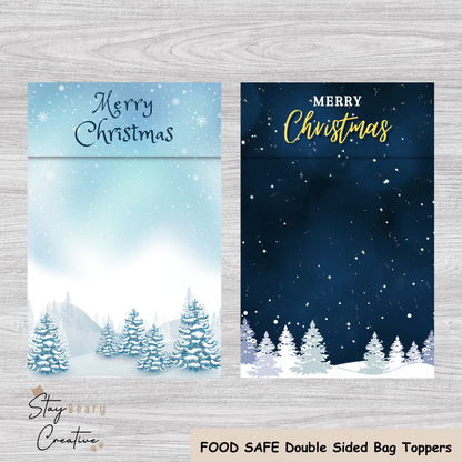 [Food Safe] Winter Forest - Double Sided Designs - Folded Bag Top pers - 25 Pack