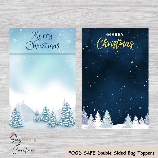[Food Safe] Winter Forest - Double Sided Designs - Folded Bag Top pers - 25 Pack