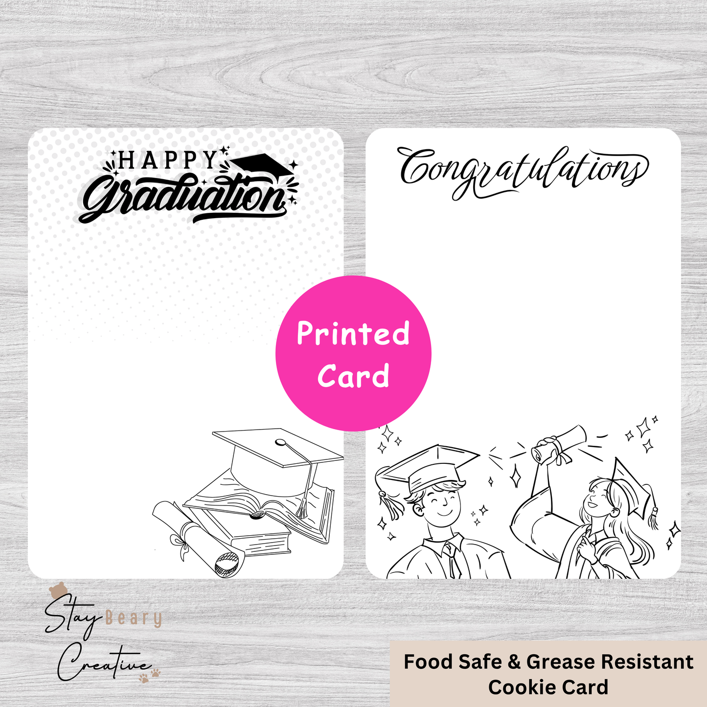 [Food Safe] Congratulation - Double Sided Designs - Vertical Cookie Cards - 25 Pack