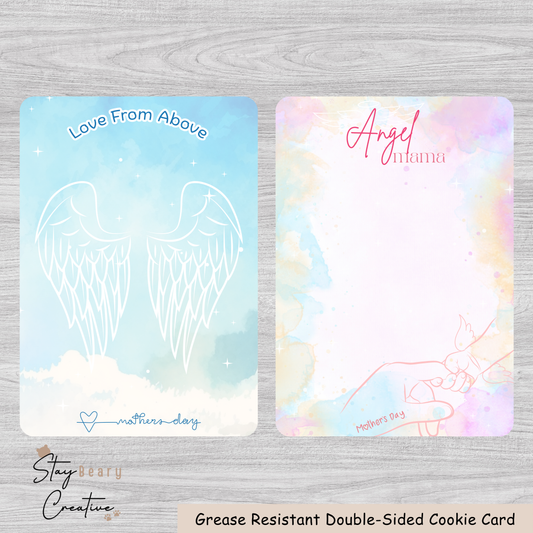 [Food Safe] Love From Above & Angel Mama - Double Sided Designs - Vertical Cookie Cards - 25 Pack