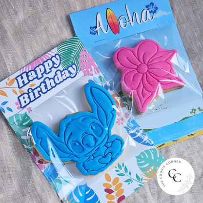 [Food Safe] Aloha - Happy Birthday - Double Sided Designs - Folded Bag Toppers - 25 Pack