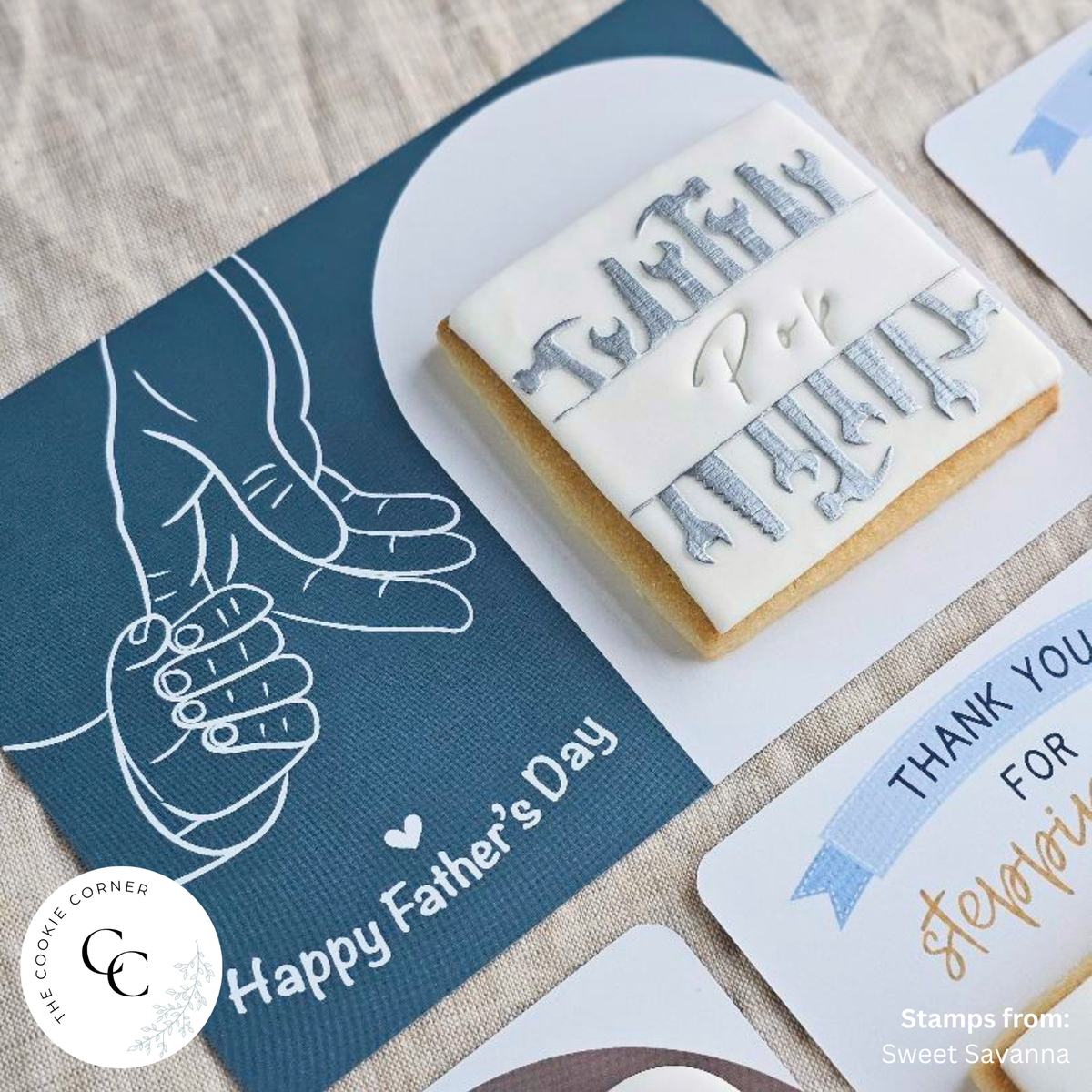 [Food Safe] Father And Kid's Hand - Horizontal Cookie Cards - 25 Pack