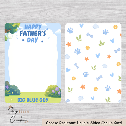 [Food Safe] Big Blue Guy Father's Day - Vertical Cookie Cards - 25 Pack
