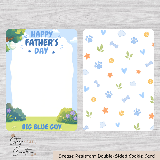 [Food Safe] Big Blue Guy Father's Day - Vertical Cookie Cards - 25 Pack
