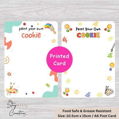 [Food Safe] Paint Your Own + PYO Instruction Stickers - Double Sided Designs - Vertical Cookie Cards - 25 Pack