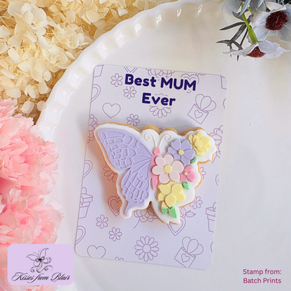 [Food Safe] Happy Mother's Day or Best Mum Ever - Double Sided Designs - Vertical Cookie Cards - 25 Pack