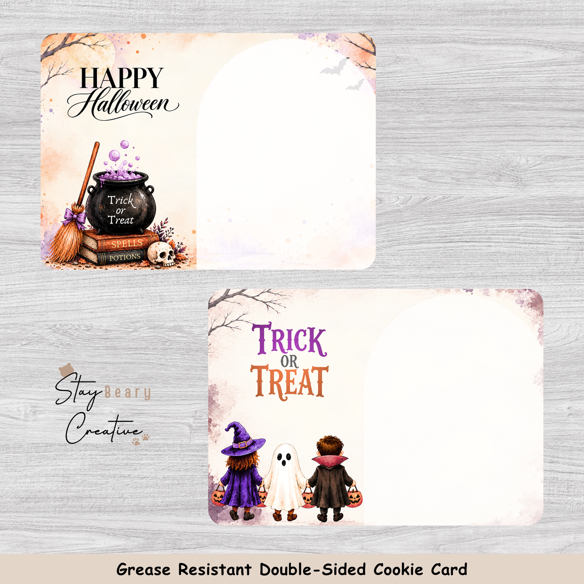 [Food Safe] Happy Halloween - Trick Or Treat - Horizontal Cookie Cards - 25 Pack