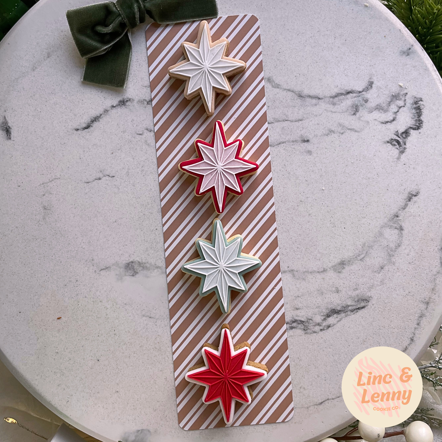 [Food Safe] Gingerbread - Stripes - Double Sided Designs - Backing Cards - 25 Pack