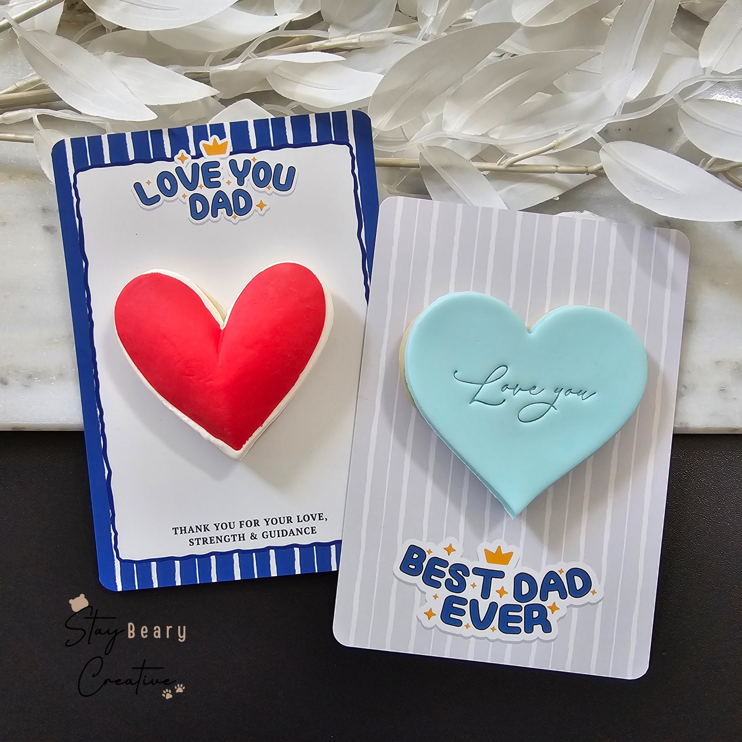 [Food Safe] Love You Dad - Best Dad Ever - Double Sided Designs - Vertical Cookie Cards - 25 Pack