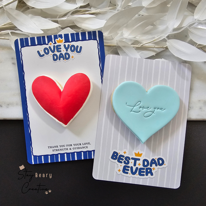 [Food Safe] Love You Dad - Best Dad Ever - Double Sided Designs - Vertical Cookie Cards - 25 Pack