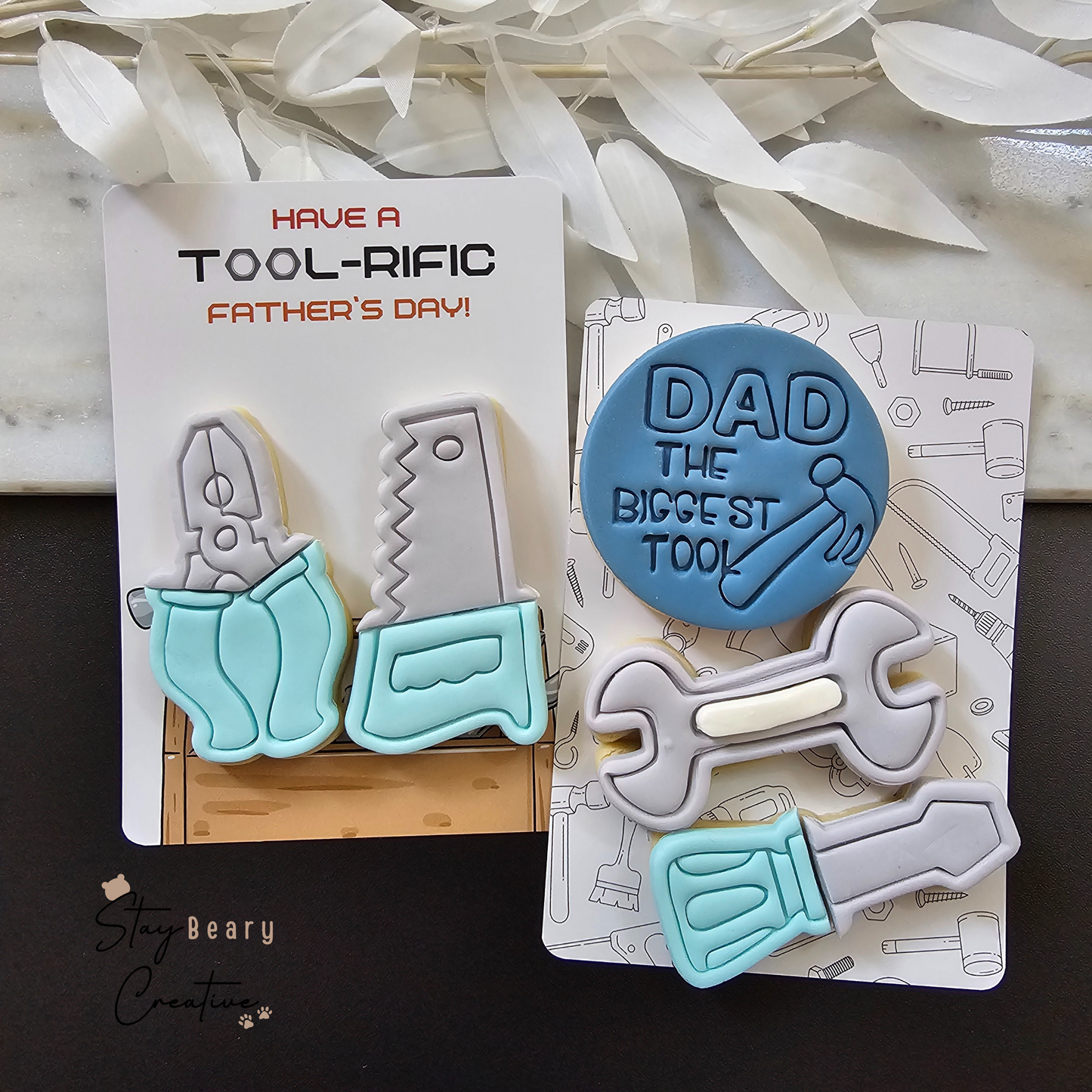 [Food Safe] Have A Tool-Rific Father's Day - Double Sided Designs - Vertical Cookie Cards - 25 Pack