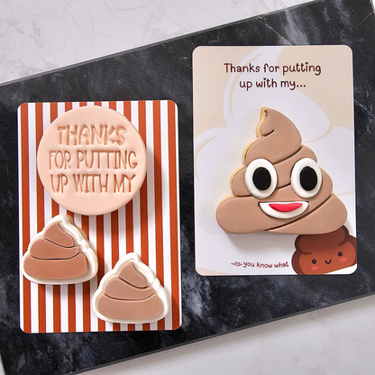 [Food Safe] Thank You For Putting Up With My - Brown Line Pattern - Double Sided Designs - Vertical Cookie Cards - 25 Pack