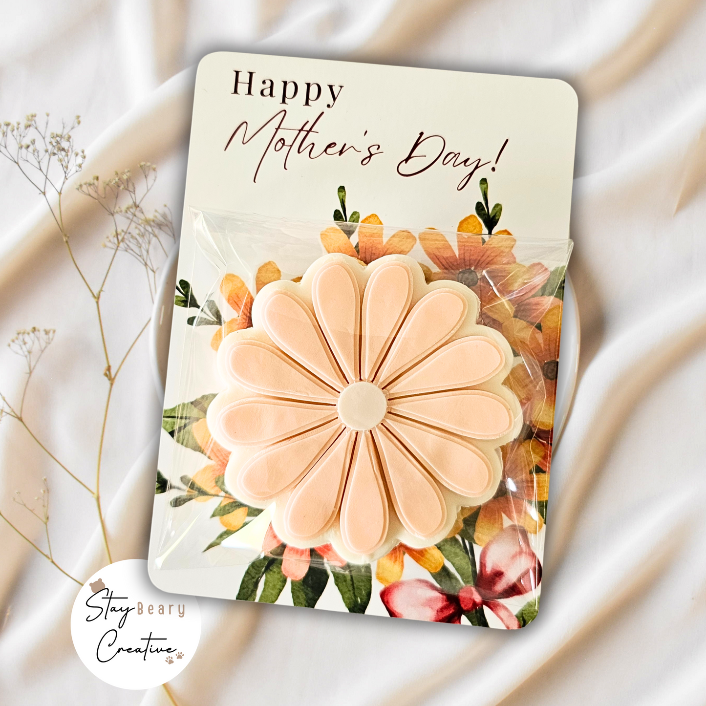 [NOT Food Safe] Flower Bouquet & Love You Grandma - Double Sided Designs - Cookie Cards - 25 Pack