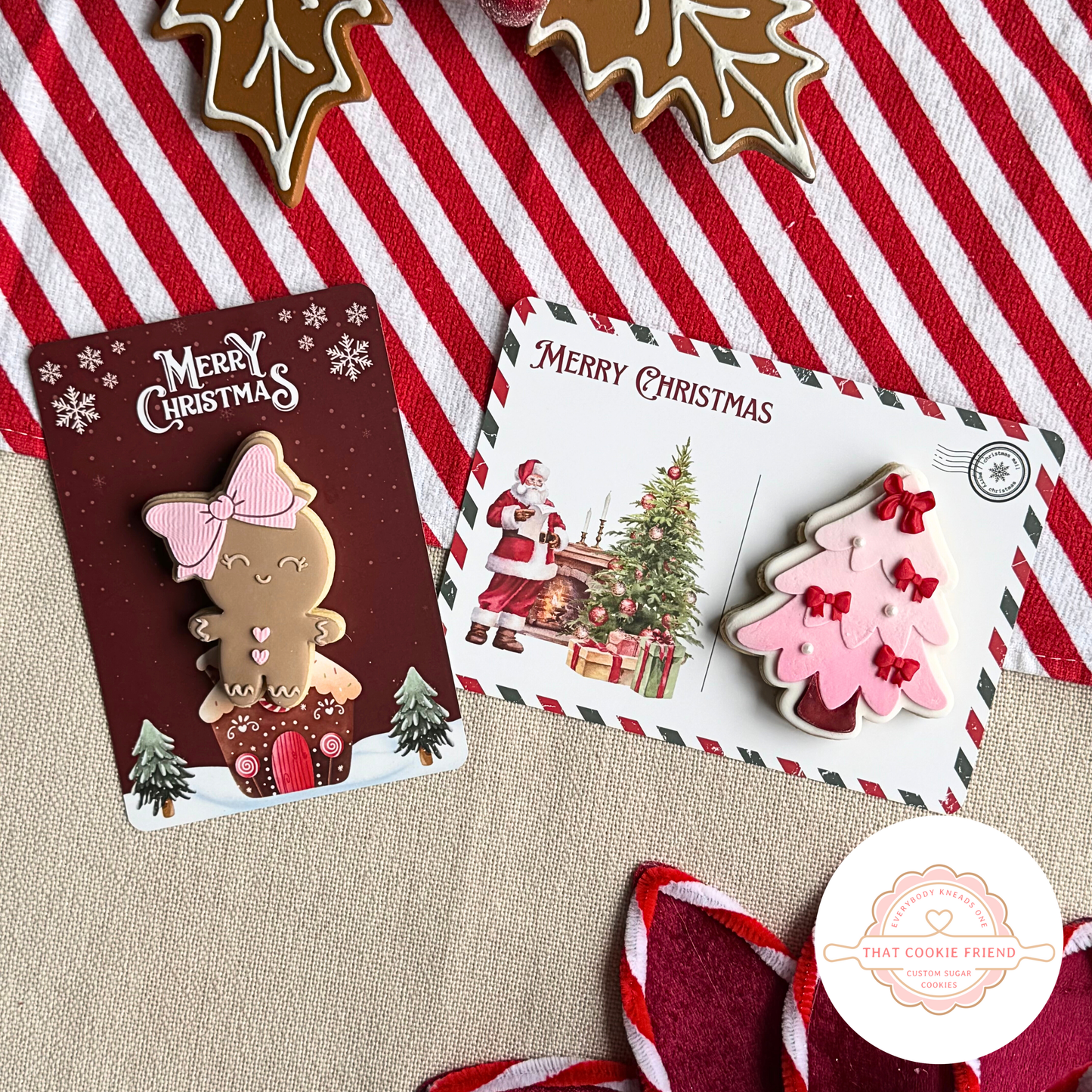 [Food Safe] Santa Clause - Merry Christmas - Double Sided Designs - Horizontal Cookie Cards - 25 Pack