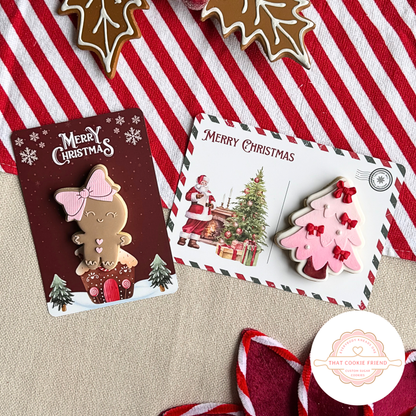 [Food Safe] Santa Clause - Merry Christmas - Double Sided Designs - Horizontal Cookie Cards - 25 Pack
