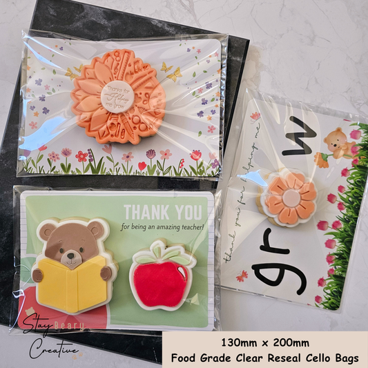 130mm x 200mm - Food Grade Clear Reseal Cello Bags