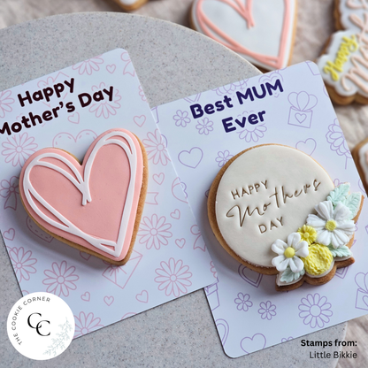 [Food Safe] Happy Mother's Day or Best Mum Ever - Double Sided Designs - Vertical Cookie Cards - 25 Pack