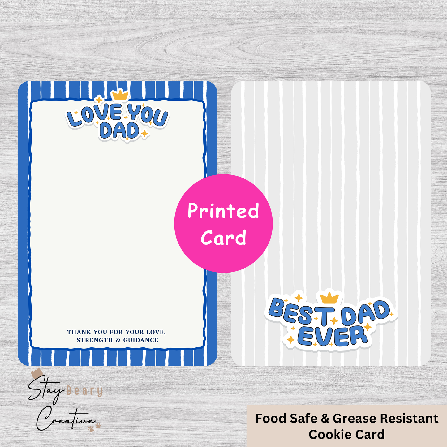 [Food Safe] Love You Dad - Best Dad Ever - Double Sided Designs - Vertical Cookie Cards - 25 Pack