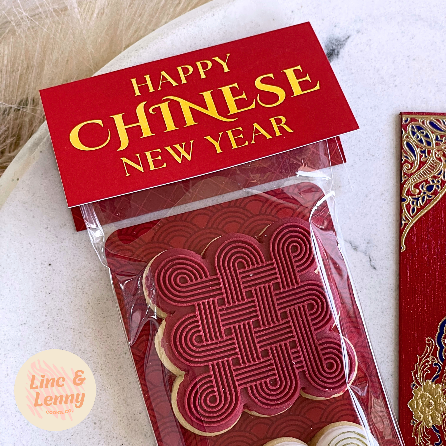 [Gold Foil] Happy Chinese New Year - Happy Lunar New Year - Double Sided Designs - Mini Bag Toppers - 25 Pack