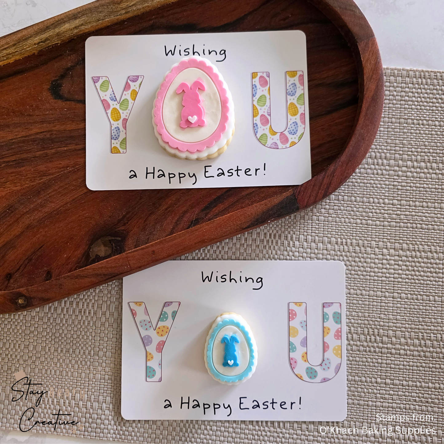 [Food Safe] Wishing YOU A Happy Easter - Double Sided Designs - Horizontal Cookie Cards - 25 Pack