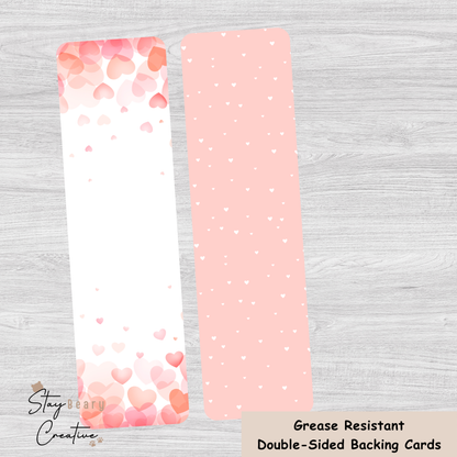[Food Safe] Scattered Hearts and Peach Hearts - Double Sided Designs - Backing Cards - 25 Pack