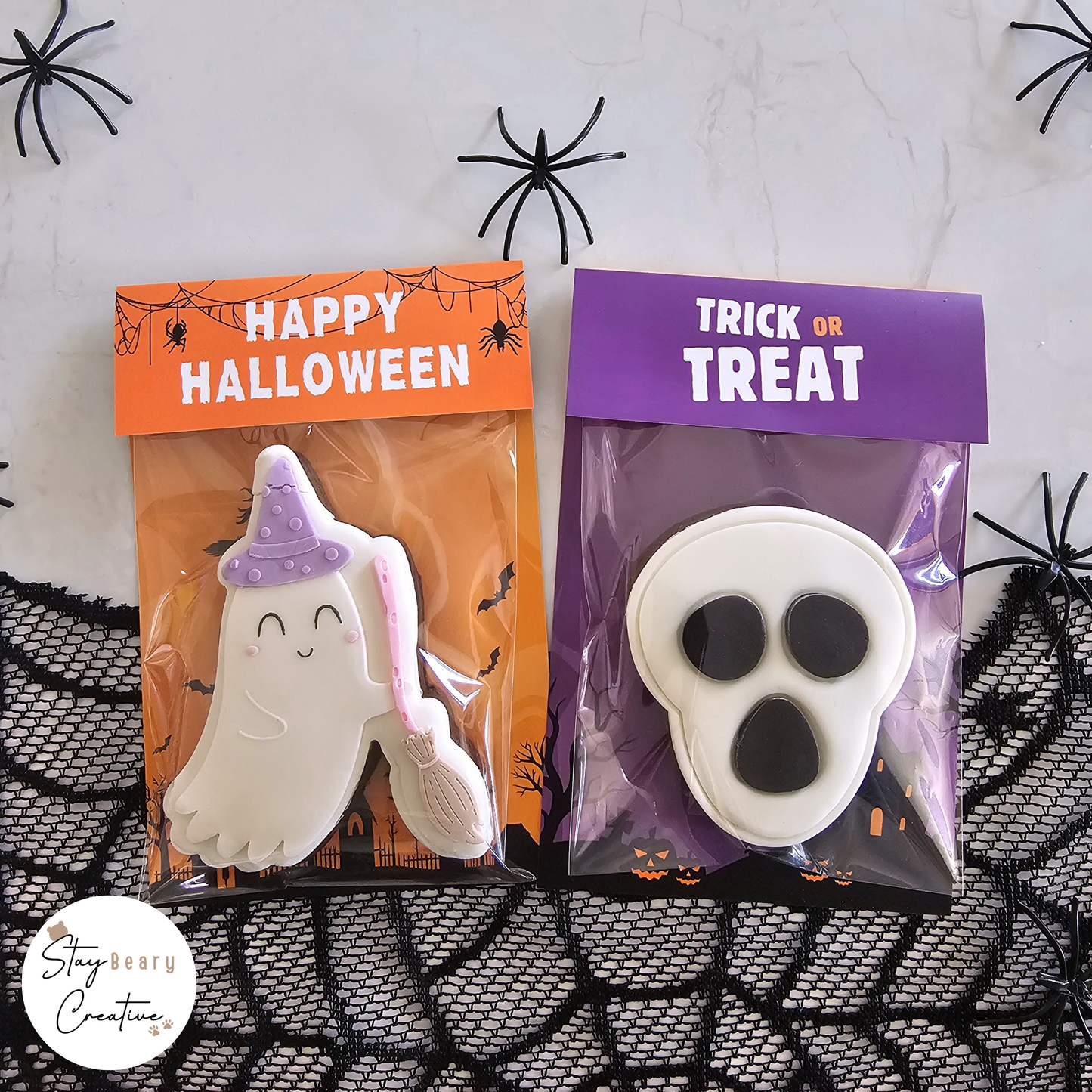 [Food Safe] Happy Halloween - Trick Or Treat - Double Sided Designs - Folded Bag Toppers - 25 Pack