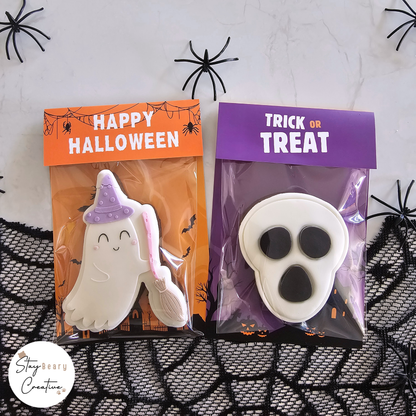 [Food Safe] Happy Halloween - Trick Or Treat - Double Sided Designs - Folded Bag Toppers - 25 Pack