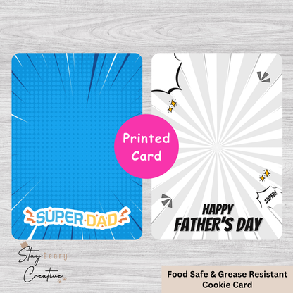 [Food Safe] Super Dad - Double Sided Designs - Vertical Cookie Cards - 25 Pack