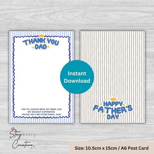 [DIGITAL] Father's Day - Thank You Dad - Happy Father's Day - Cookie Cards - 10.5cm x 15cm - A6/Post Card