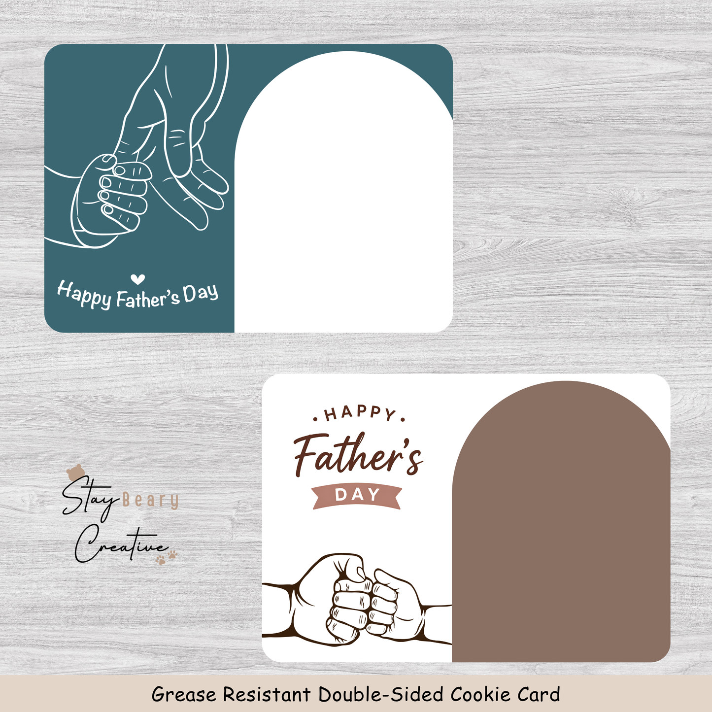 [Food Safe] Father And Kid's Hand - Horizontal Cookie Cards - 25 Pack