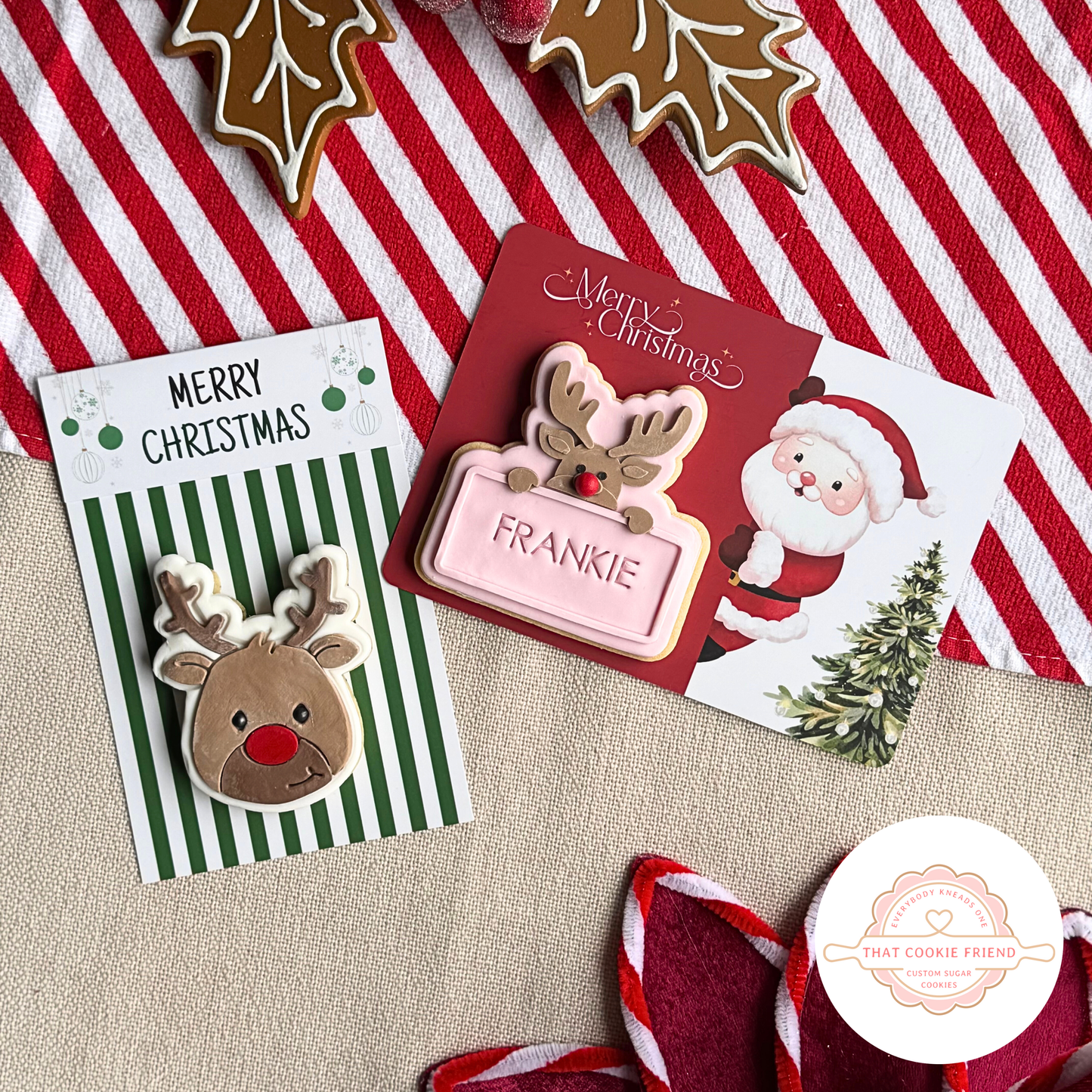 [Food Safe] Santa Clause - Merry Christmas - Double Sided Designs - Horizontal Cookie Cards - 25 Pack