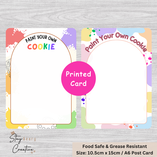 [Food Safe] Paint Your Own + PYO Instruction Stickers - Colourful Blobs - Double Sided Designs - Cookie Cards - 25 Pack