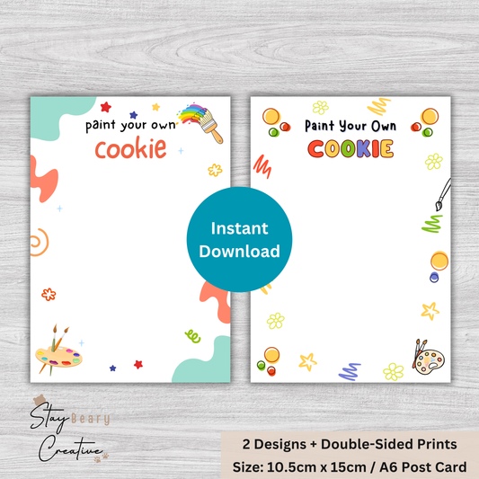 [DIGITAL] Paint Your Own - Paints - Double Sided Designs - Cookie Cards - 10.5cm x 15cm - A6/Post Card
