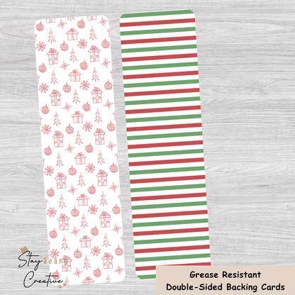[Food Safe] Christmas Pattern - Stripes - Double Sided Designs - Backing Cards - 25 Pack