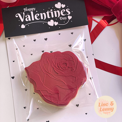 [Food Safe] Happy Valentine's Day - Black and White Hearts - Double Sided Designs - Folded Bag Toppers - 25 Pack