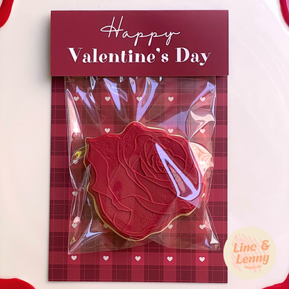 [Food Safe] Happy Valentine's Day - Red and Blue Plaid - Double Sided Designs - Folded Bag Toppers - 25 Pack