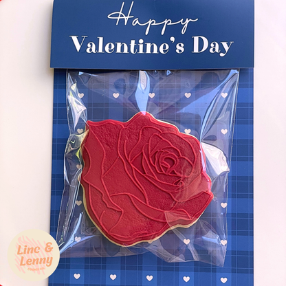 [Food Safe] Happy Valentine's Day - Red and Blue Plaid - Double Sided Designs - Folded Bag Toppers - 25 Pack