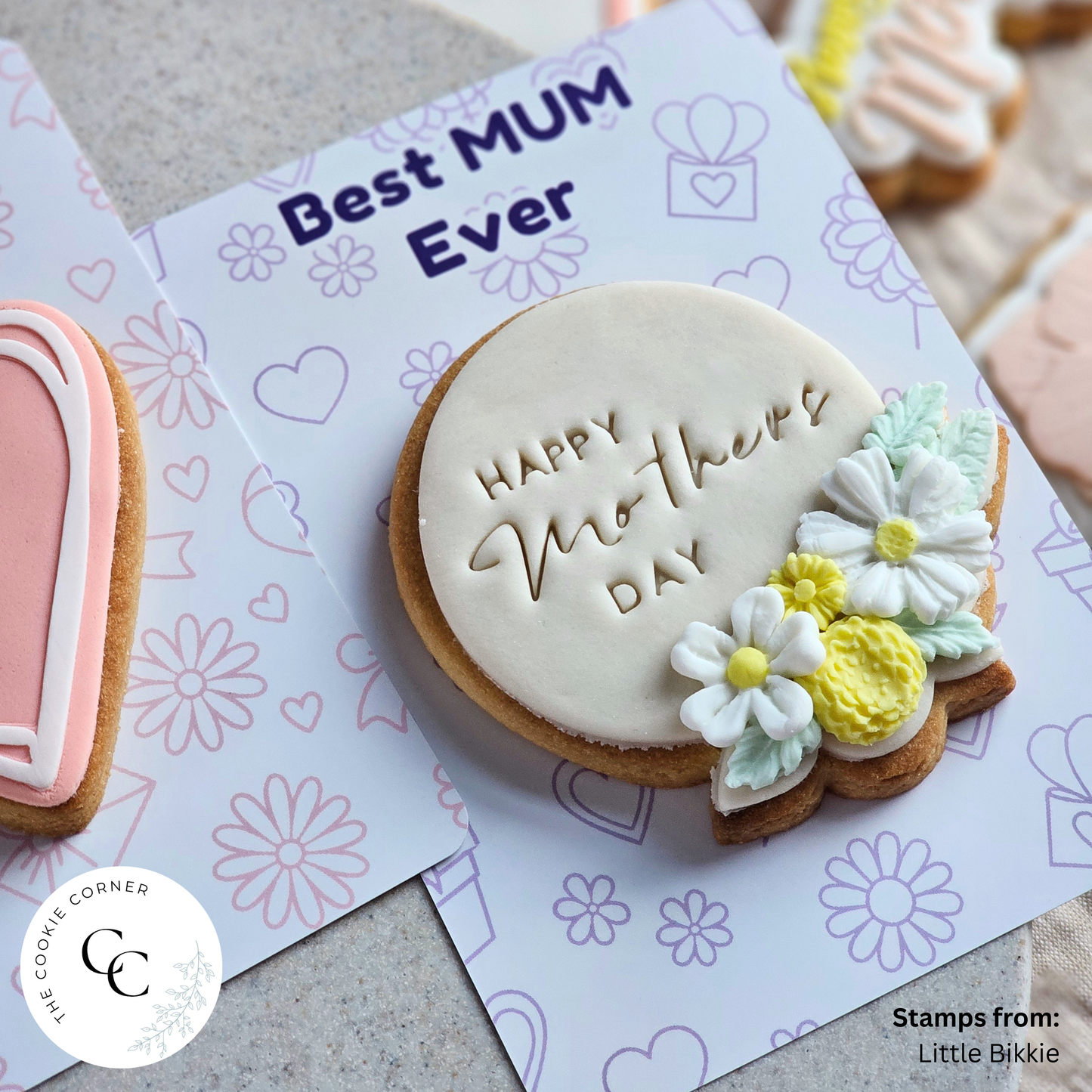 [Food Safe] Happy Mother's Day or Best Mum Ever - Double Sided Designs - Vertical Cookie Cards - 25 Pack